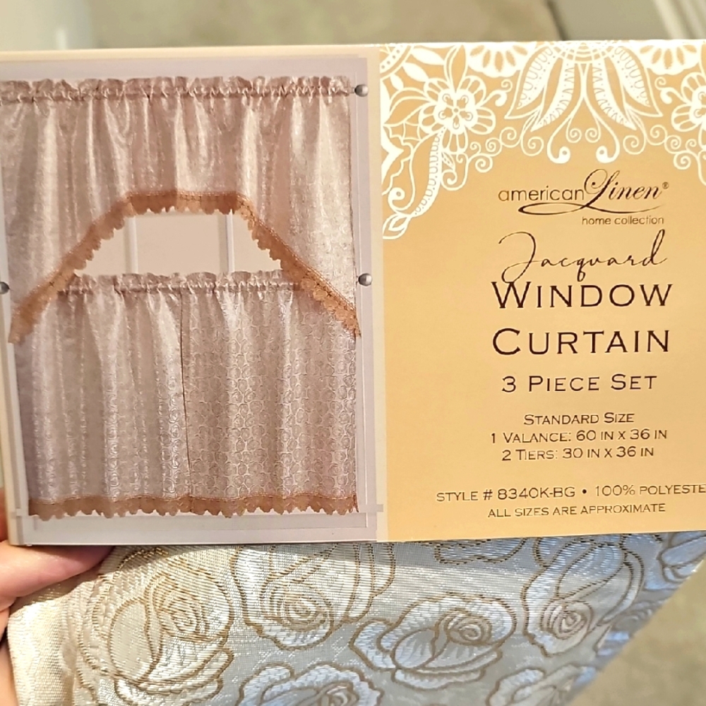 NWT American Linen Jacquard Window Curtain Set